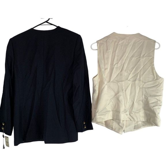 VTG Valerie Stevens Petite 12 Navy Blazer with Vest NWT Jacket One Button 6350 - Picture 5 of 15